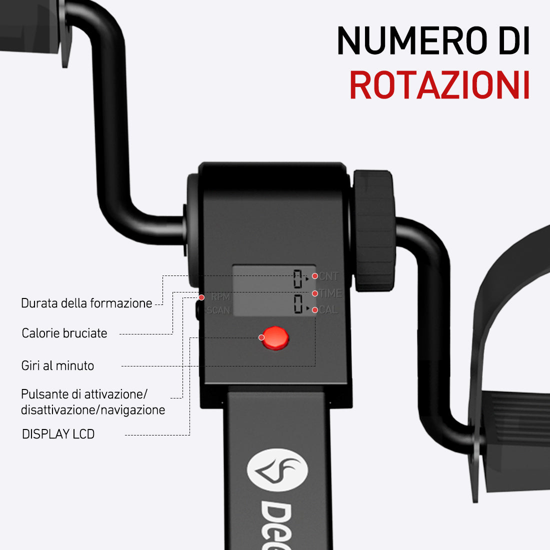DeerRun® Bicicletta sotto il tavolo per terapia di braccia, gambe o per bruciare calorie