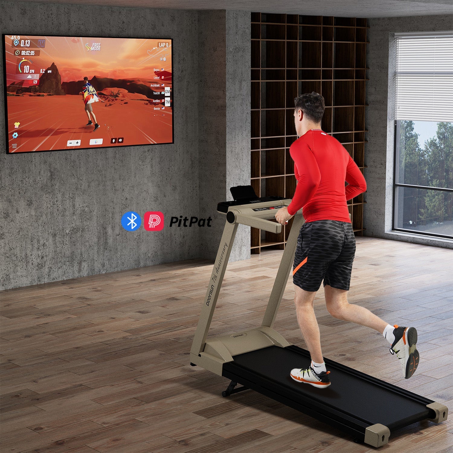 DeerRun A1 Pro Starlight-Tapis roulant pieghevole Edition con inclinazione del 6%, Bluetooth e telecomando wireless