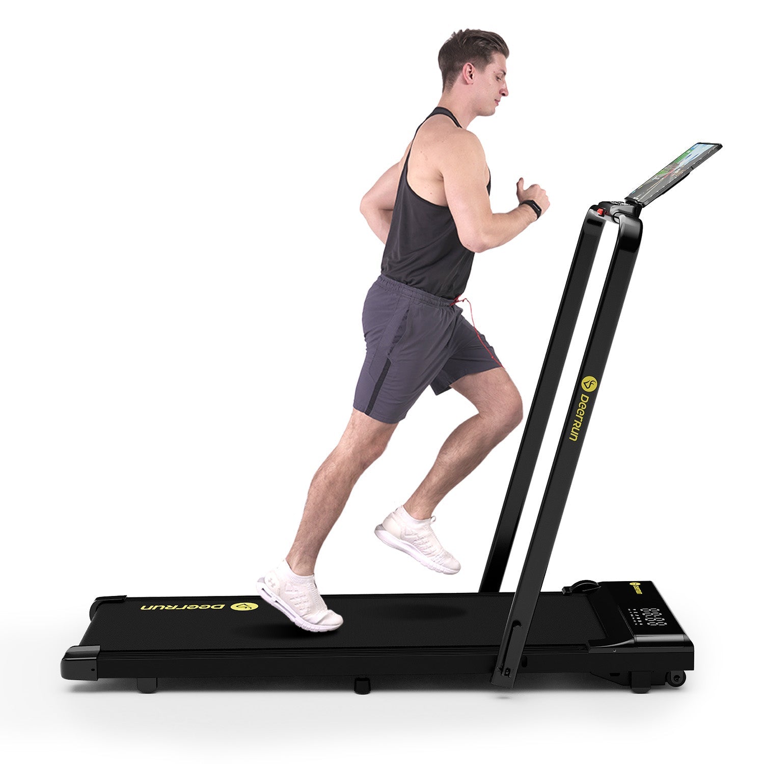 DeerRun A5 Pro Energie-2025 Smartes 2-in-1 Tapis roulant nero | Passa a una capacità di carico di 145 kg - Offerta lampo - solo per un periodo limitato