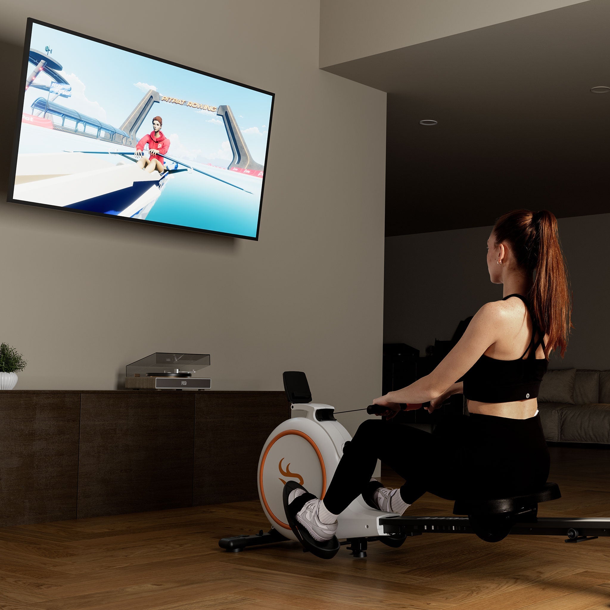 DeerRun RW600 Smart-Vogatore con resistenza magnetica regolabile a 32 livelli e lunga guida scorrevole e APP PitPat