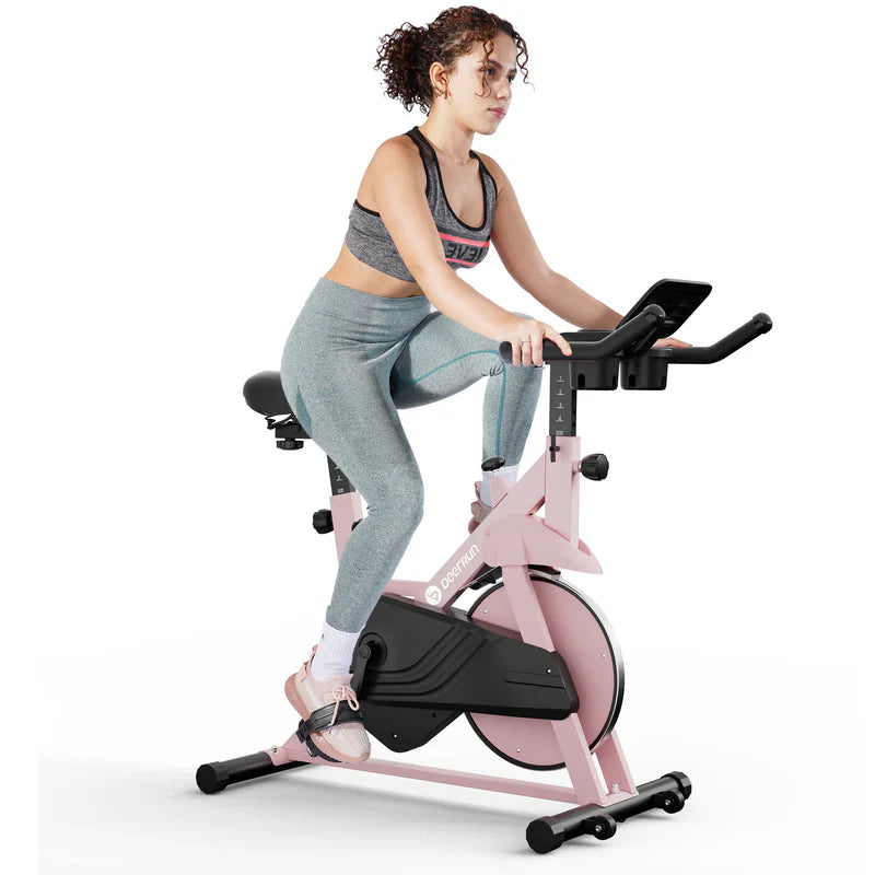 DeerRun S500 Rose Indoor Smart Bike con resistenza magnetica regolabile, cintura silenziosa e App PitPat