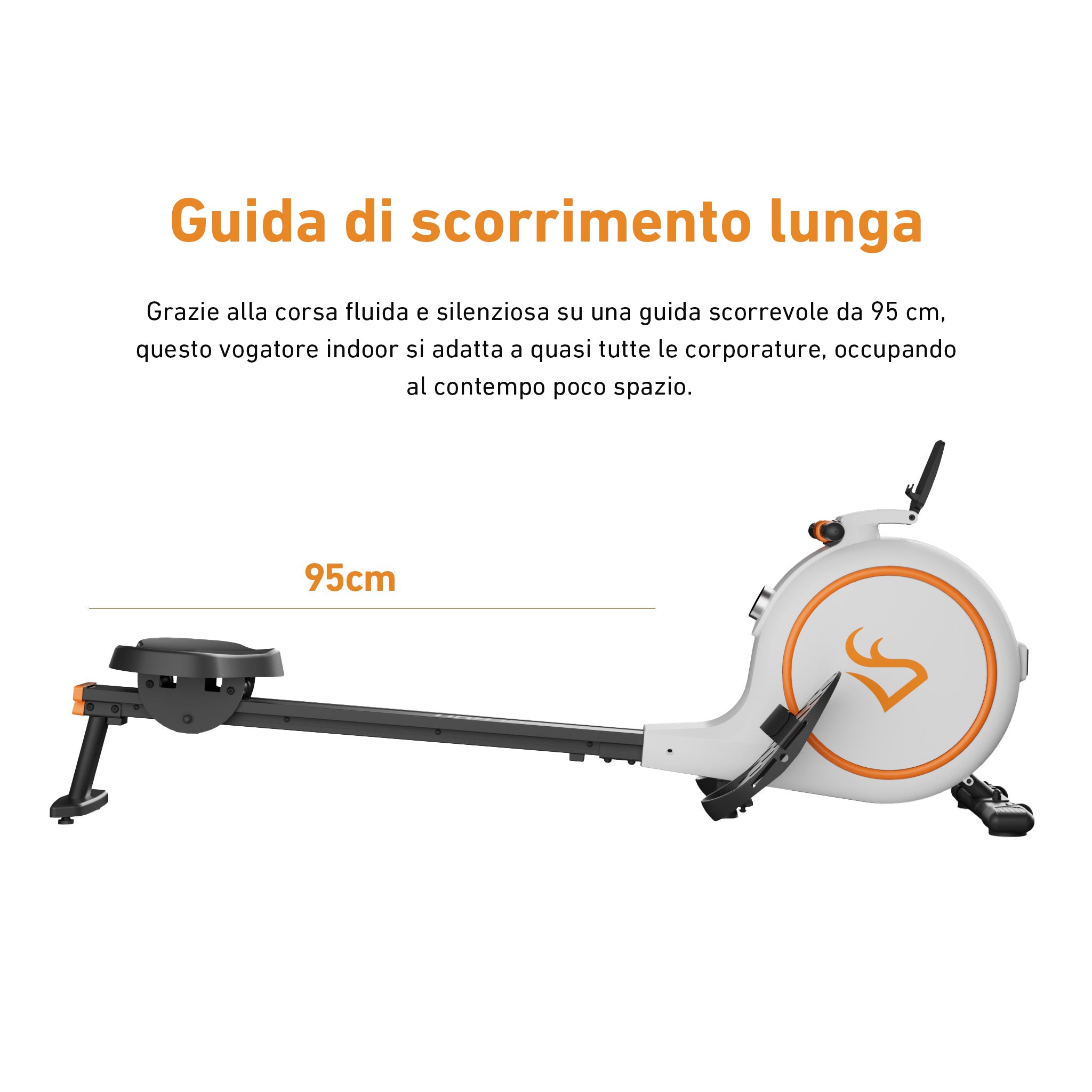 DeerRun RW600 Smart-Vogatore con resistenza magnetica regolabile a 32 livelli e lunga guida scorrevole e APP PitPat