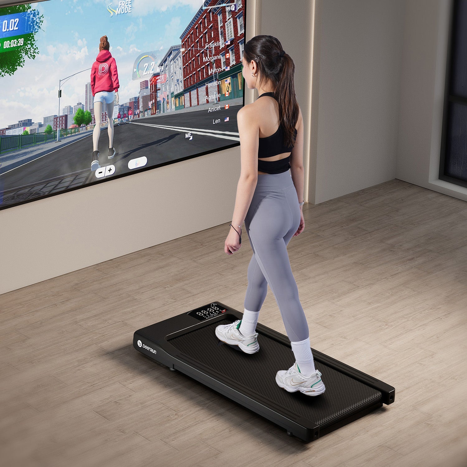 DeerRun Q1 Classic Plus – Smartes Walking-Tapis roulant con superficie di corsa più ampia, capacità di carico di 158 kg e telecomando