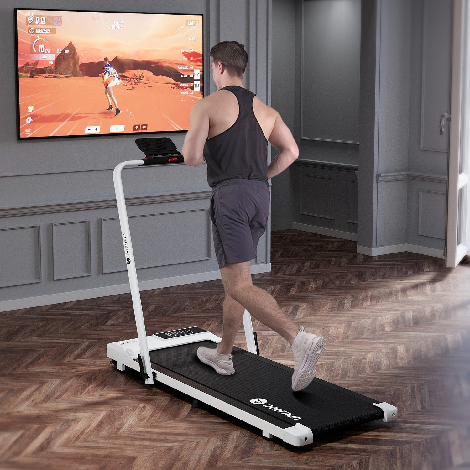 DeerRun A5 Pro Energie-2025 Smartes 2-in-1 Tapis roulant | Chip di aggiornamento e supporto NFC con capacità di carico di 145 kg e telecomando