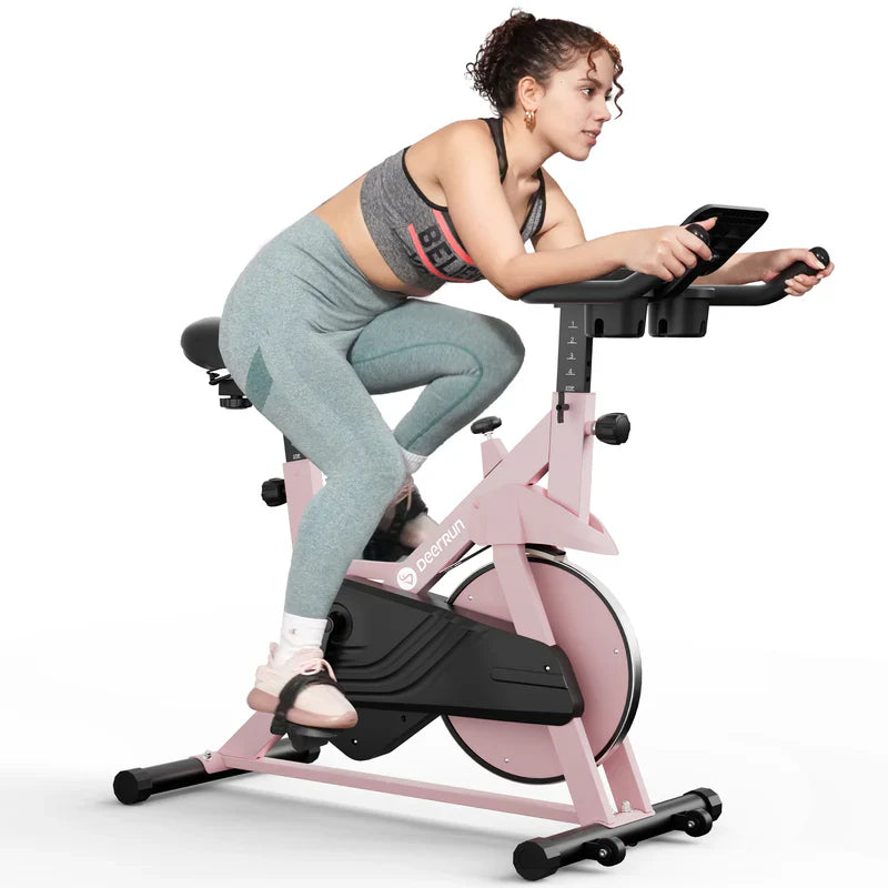 DeerRun S500 Rose Indoor Smart Bike con resistenza magnetica regolabile, cintura silenziosa e App PitPat