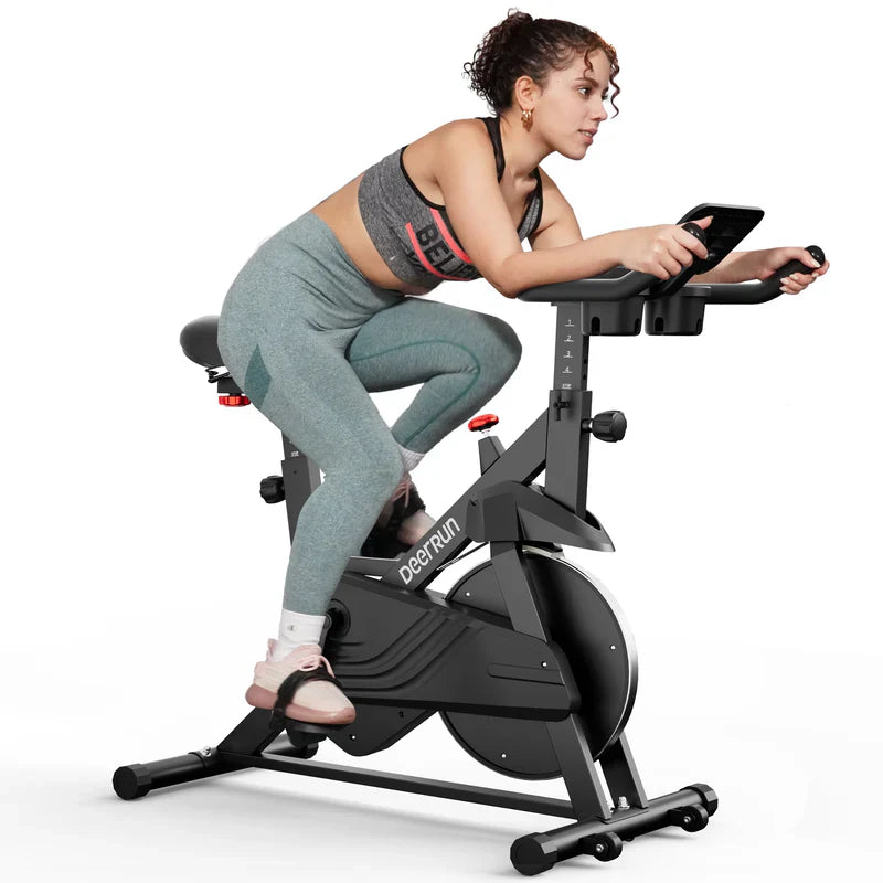 DeerRun S500 Smart bike da interno nera con resistenza magnetica regolabile, cintura silenziosa e app PitPat