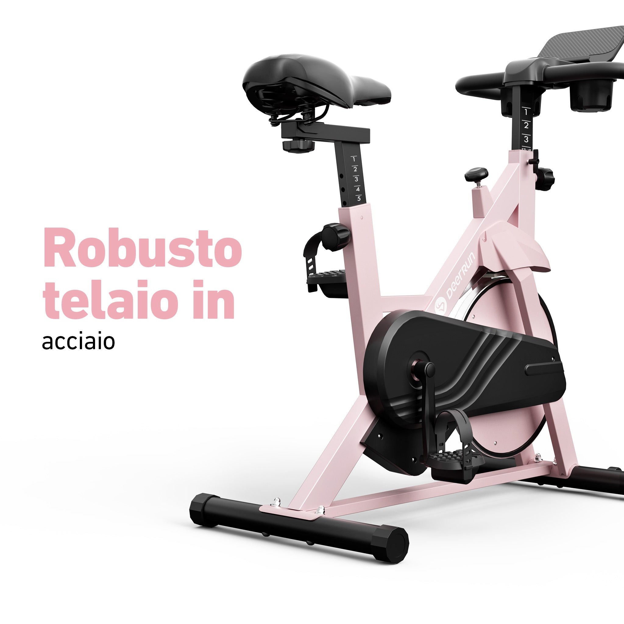 DeerRun S500 Rose Indoor Smart Bike con resistenza magnetica regolabile, cintura silenziosa e App PitPat