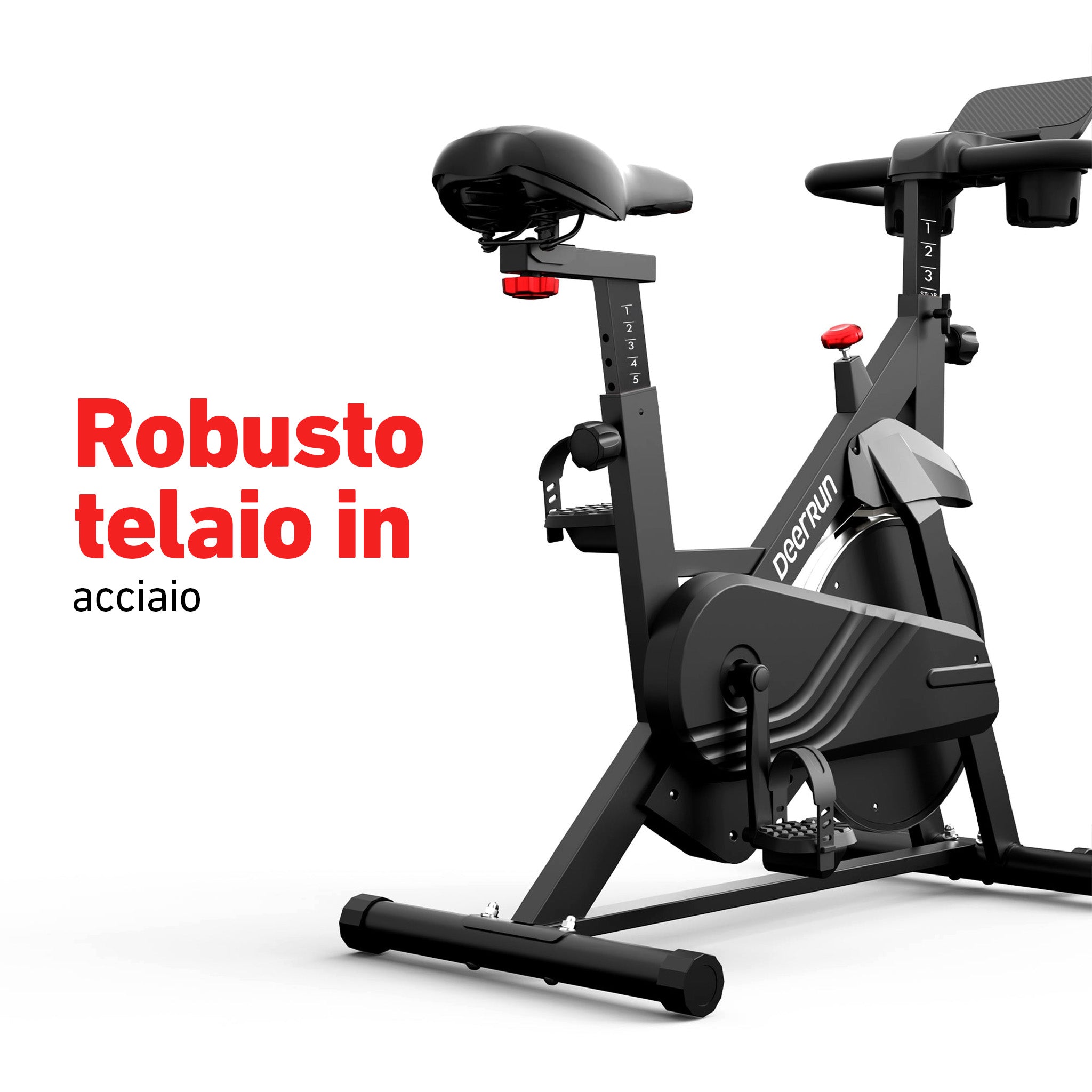 DeerRun S500 Smart bike da interno nera con resistenza magnetica regolabile, cintura silenziosa e app PitPat