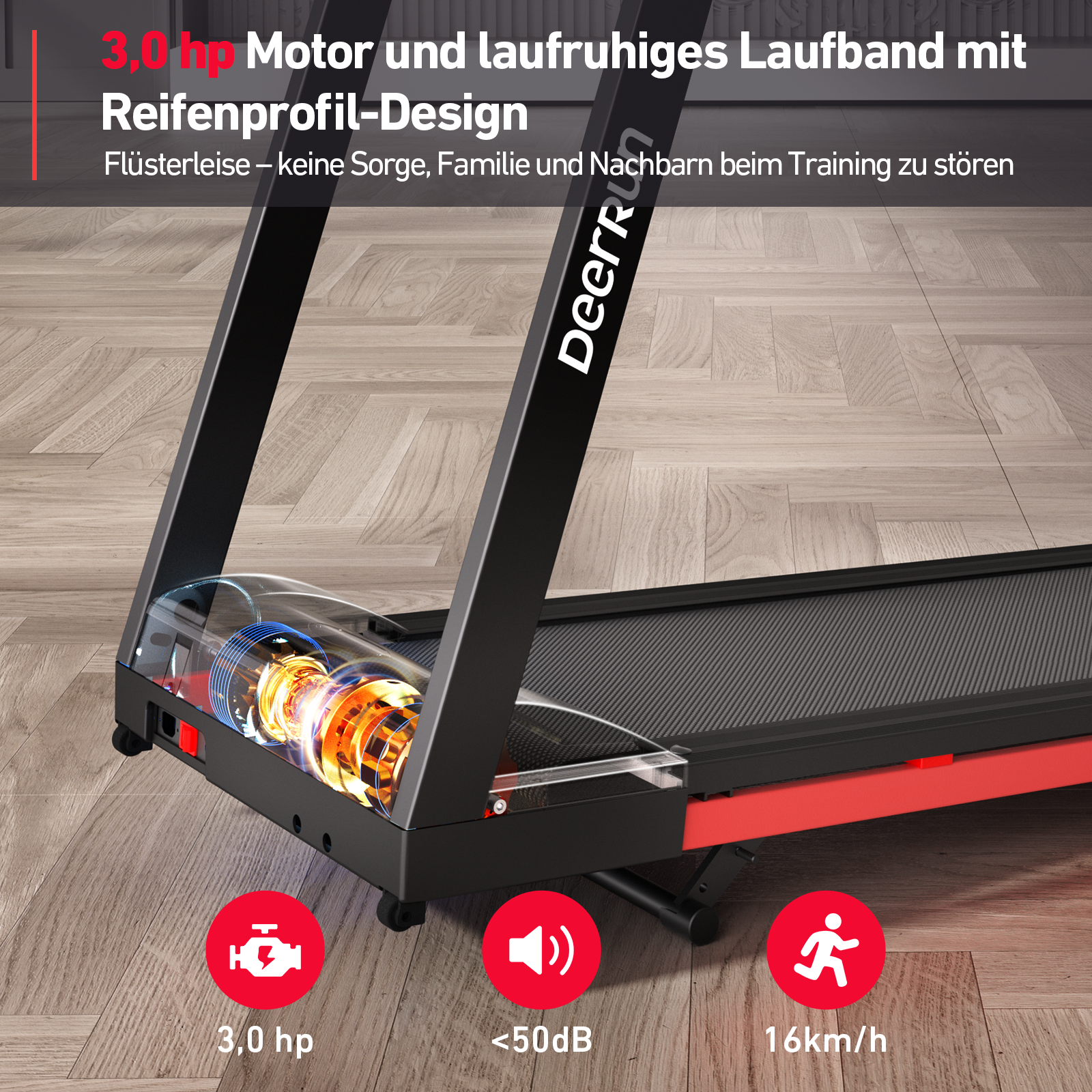 DeerRun A1 Pro Move – Tapis roulant pieghevole con inclinazione del 6% | Chip di aggiornamento 2025 e supporto NFC | Capacità di carico 158 kg, fino a 16 km/h-Prezzo basso