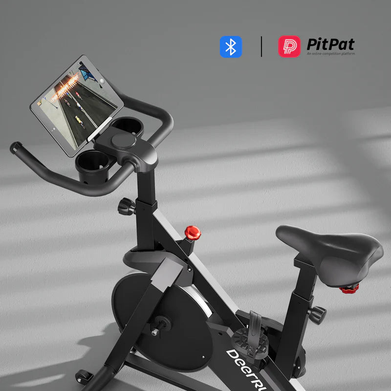 DeerRun S500 Smart bike da interno nera con resistenza magnetica regolabile, cintura silenziosa e app PitPat