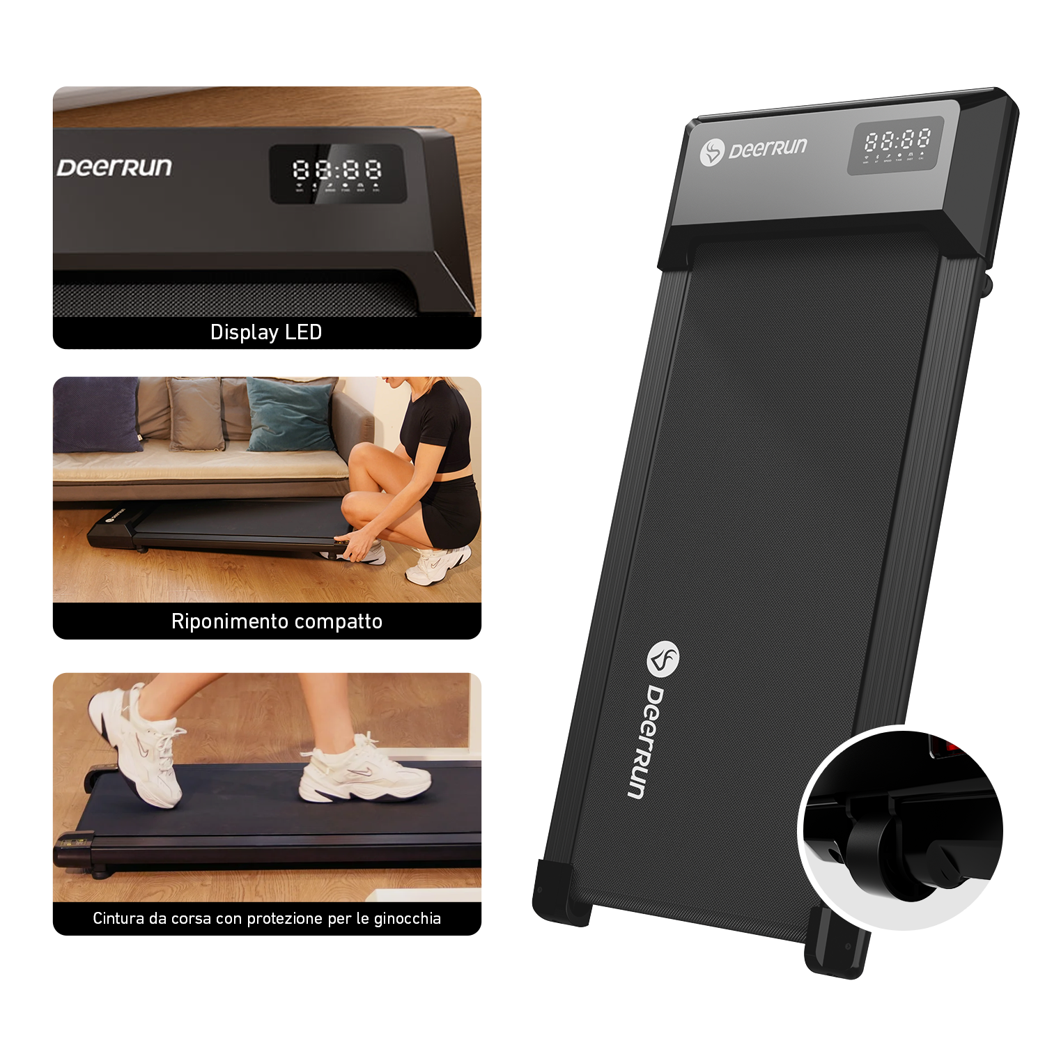 DeerRun Q1 Urban Upgrade | Tapis roulant Smart Walk con capacità di carico di 136 kg e telecomando
