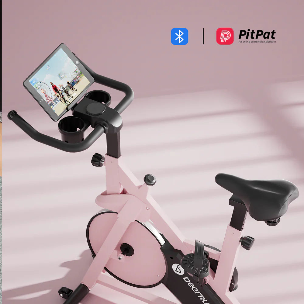 DeerRun S500 Rose Indoor Smart Bike con resistenza magnetica regolabile, cintura silenziosa e App PitPat