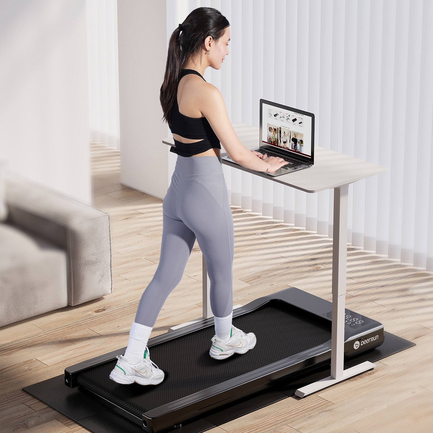 DeerRun Q1 Classic Plus – Smartes Walking-Tapis roulant con superficie di corsa più ampia, capacità di carico di 158 kg e telecomando