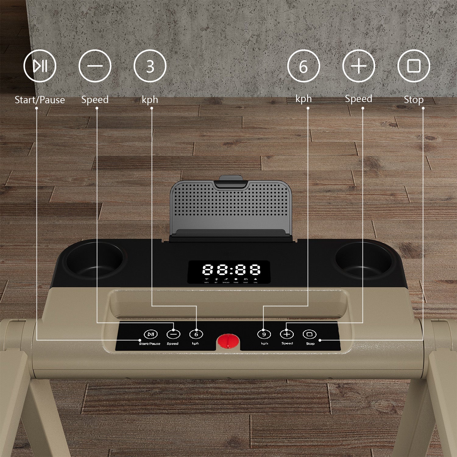 DeerRun A1 Pro Starlight-Tapis roulant pieghevole Edition con inclinazione del 6%, Bluetooth e telecomando wireless