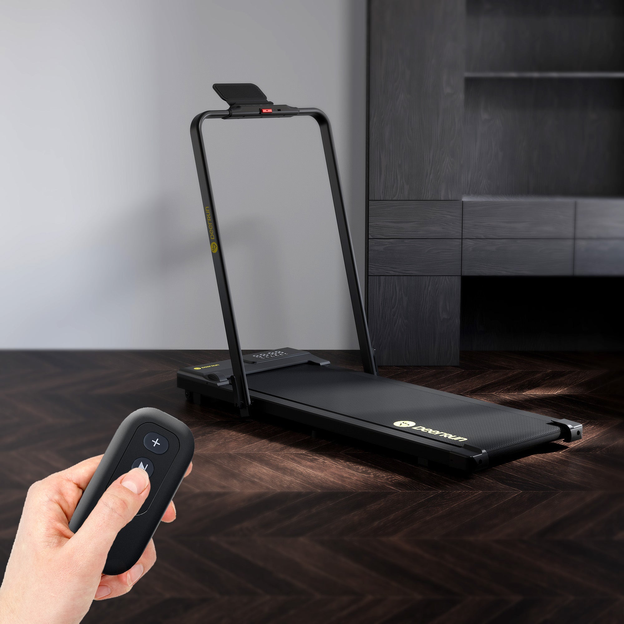 DeerRun A5 Pro Energie-2025 Smartes 2-in-1 Tapis roulant nero | Passa a una capacità di carico di 145 kg - Offerta lampo - solo per un periodo limitato