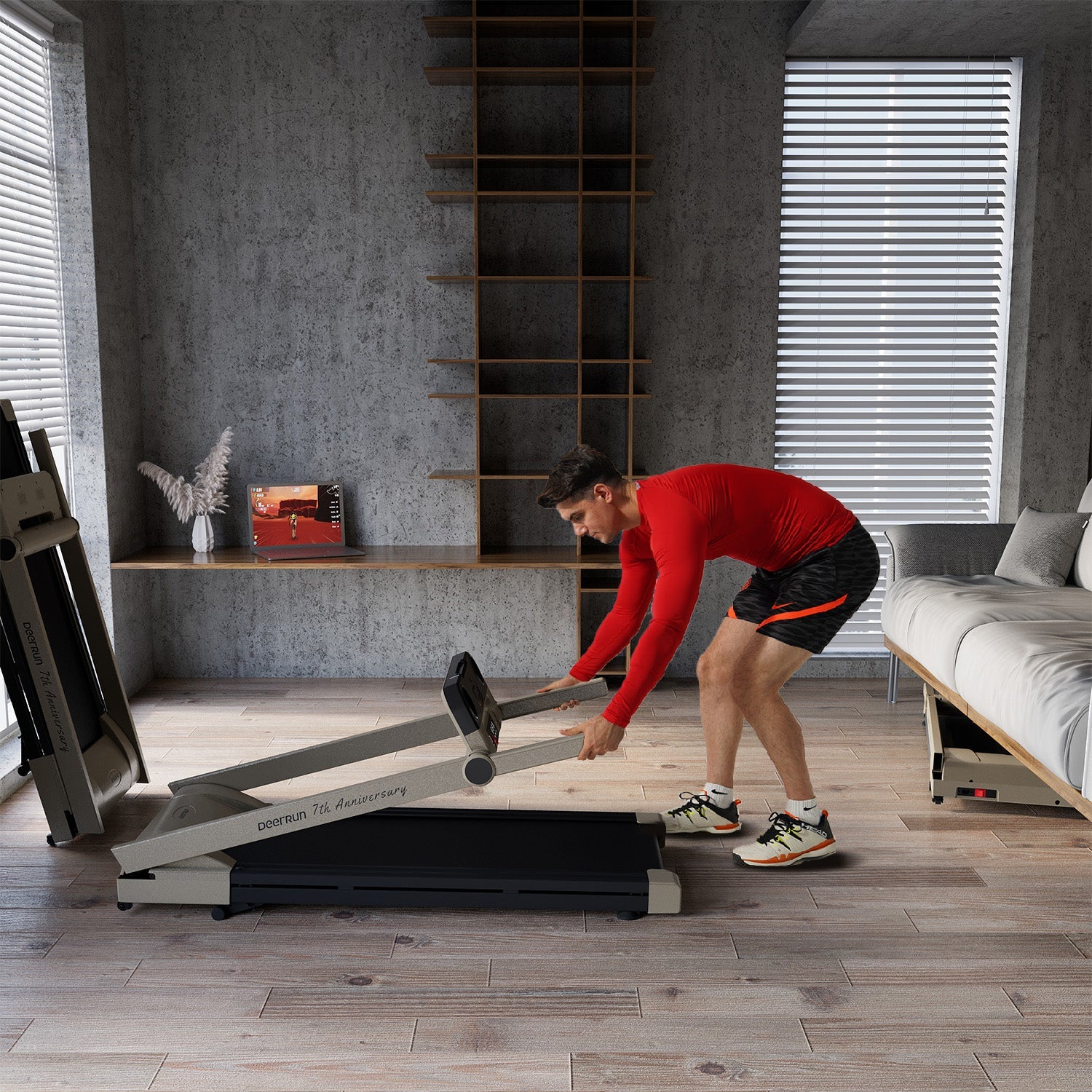 DeerRun A1 Pro Starlight-Tapis roulant pieghevole Edition con inclinazione del 6%, Bluetooth e telecomando wireless