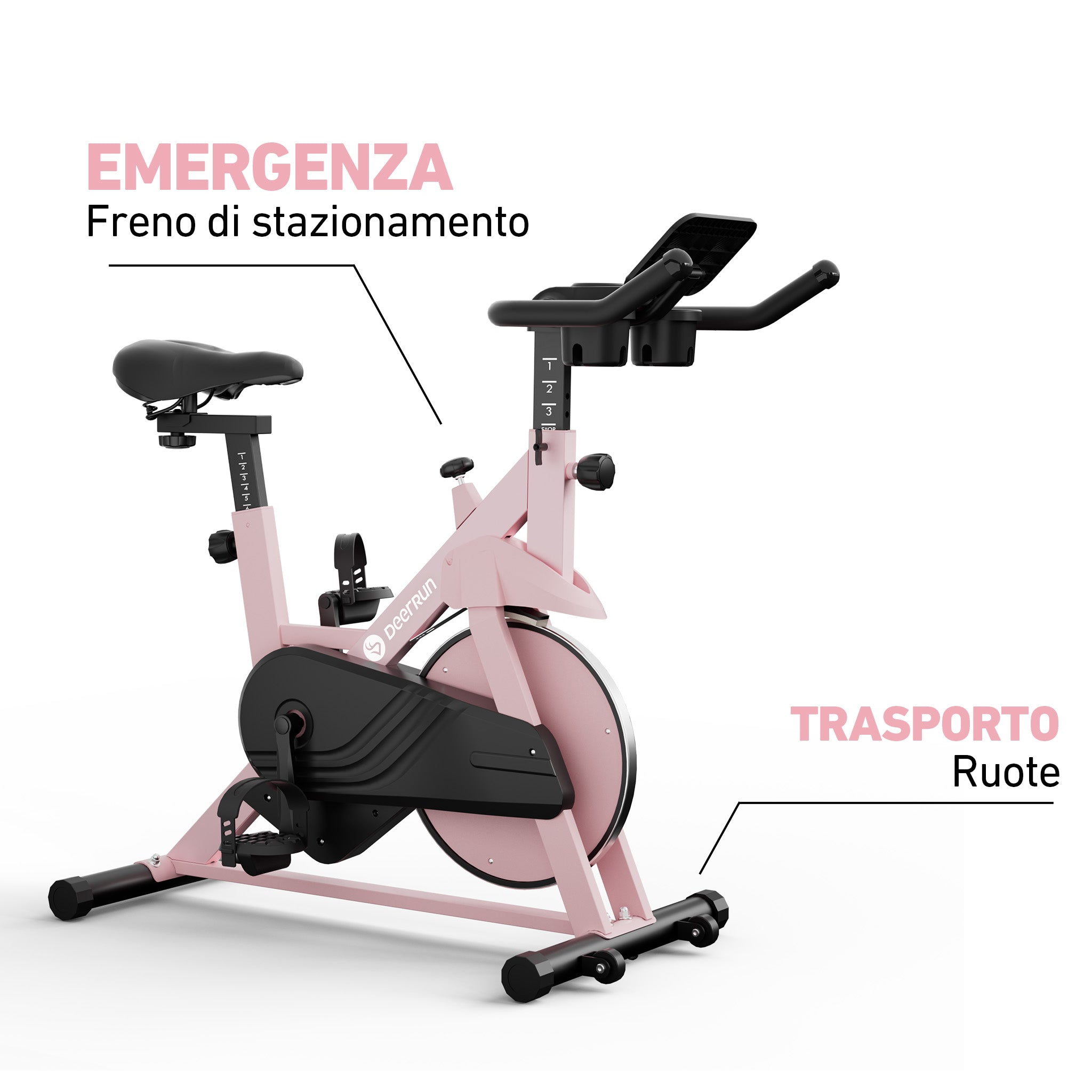 DeerRun S500 Rose Indoor Smart Bike con resistenza magnetica regolabile, cintura silenziosa e App PitPat