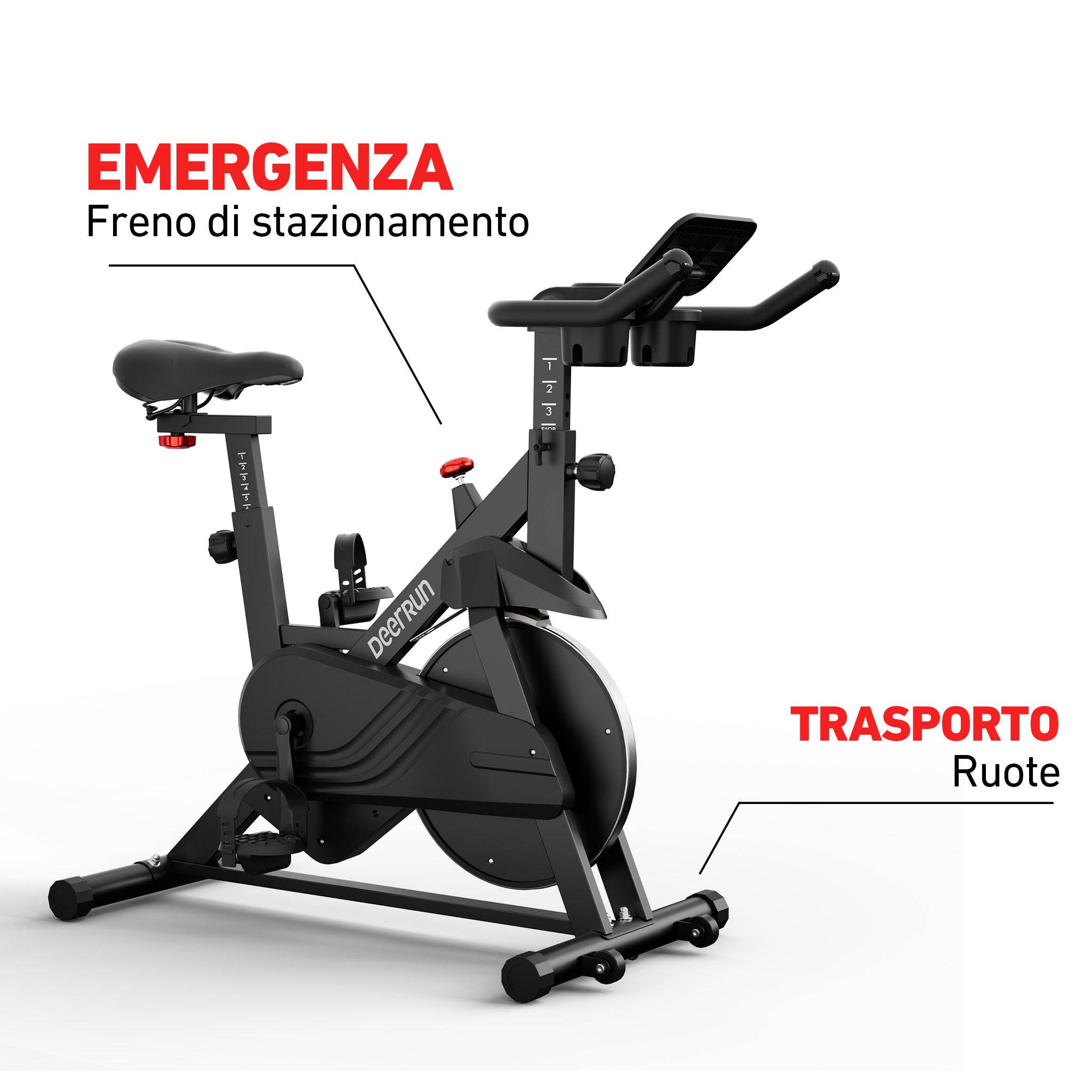 DeerRun S500 Smart bike da interno nera con resistenza magnetica regolabile, cintura silenziosa e app PitPat