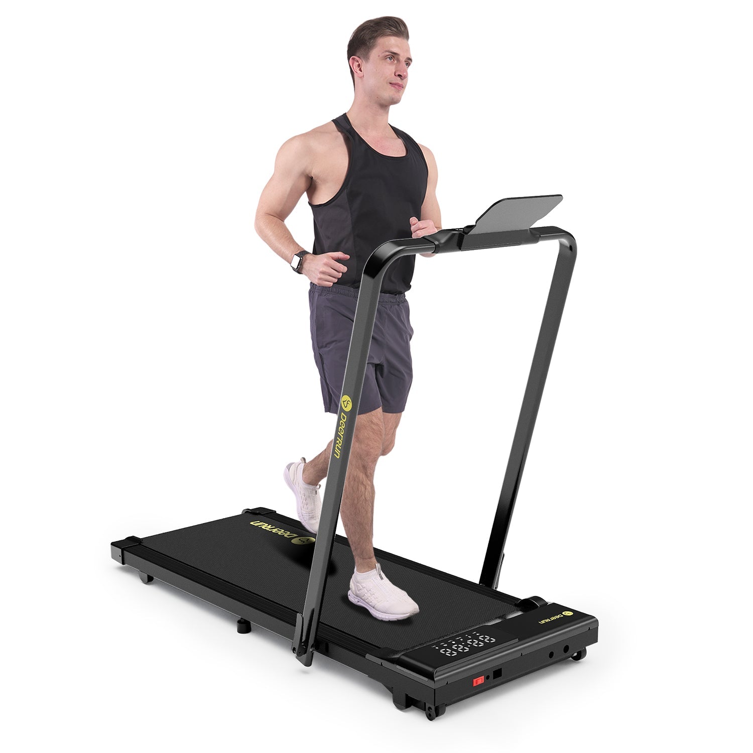 DeerRun A5 Pro Energie-2025 Smartes 2-in-1 Tapis roulant nero | Passa a una capacità di carico di 145 kg - Offerta lampo - solo per un periodo limitato