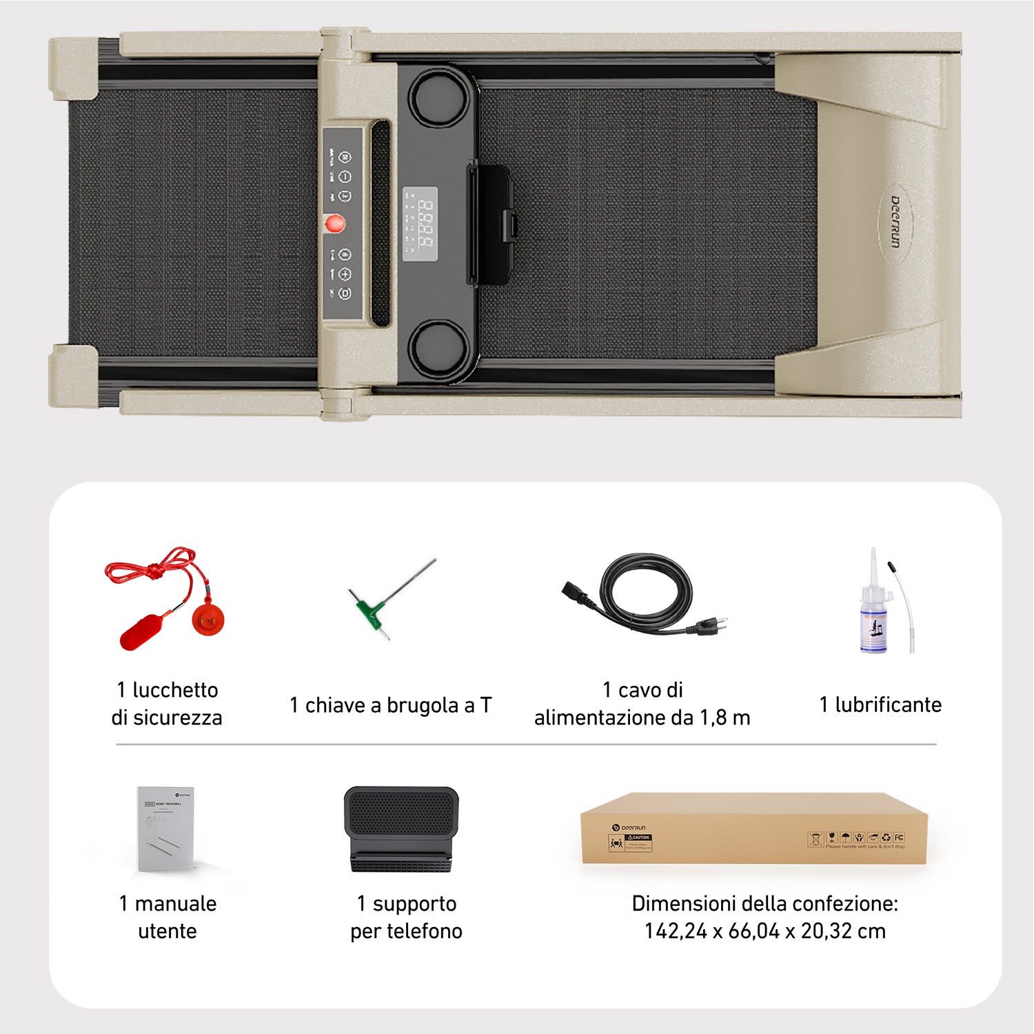 DeerRun A1 Pro Starlight-Tapis roulant pieghevole Edition con inclinazione del 6%, Bluetooth e telecomando wireless