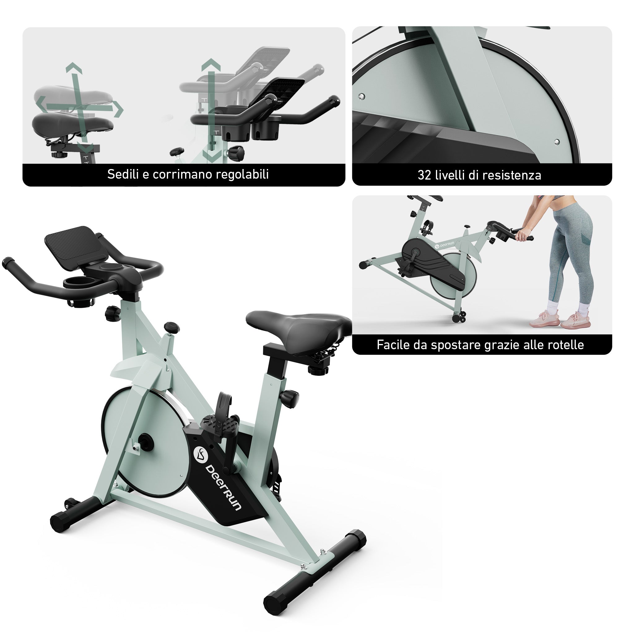 DeerRun S500 Smart bike da interno con resistenza magnetica regolabile, cintura silenziosa e PitPat App