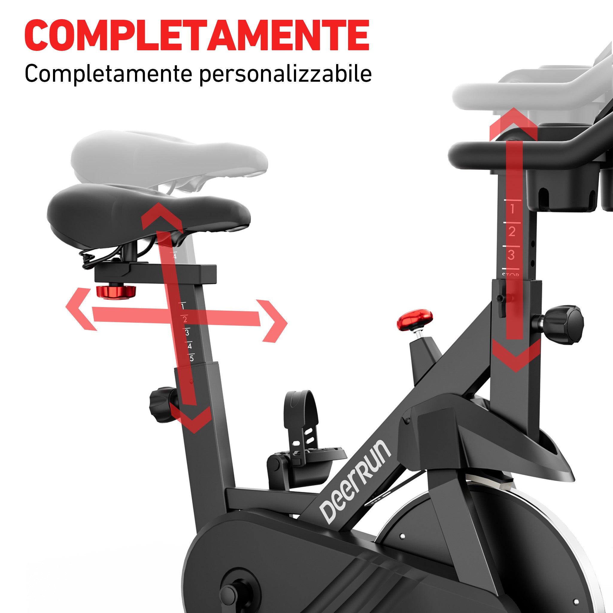DeerRun S500 Smart bike da interno nera con resistenza magnetica regolabile, cintura silenziosa e app PitPat