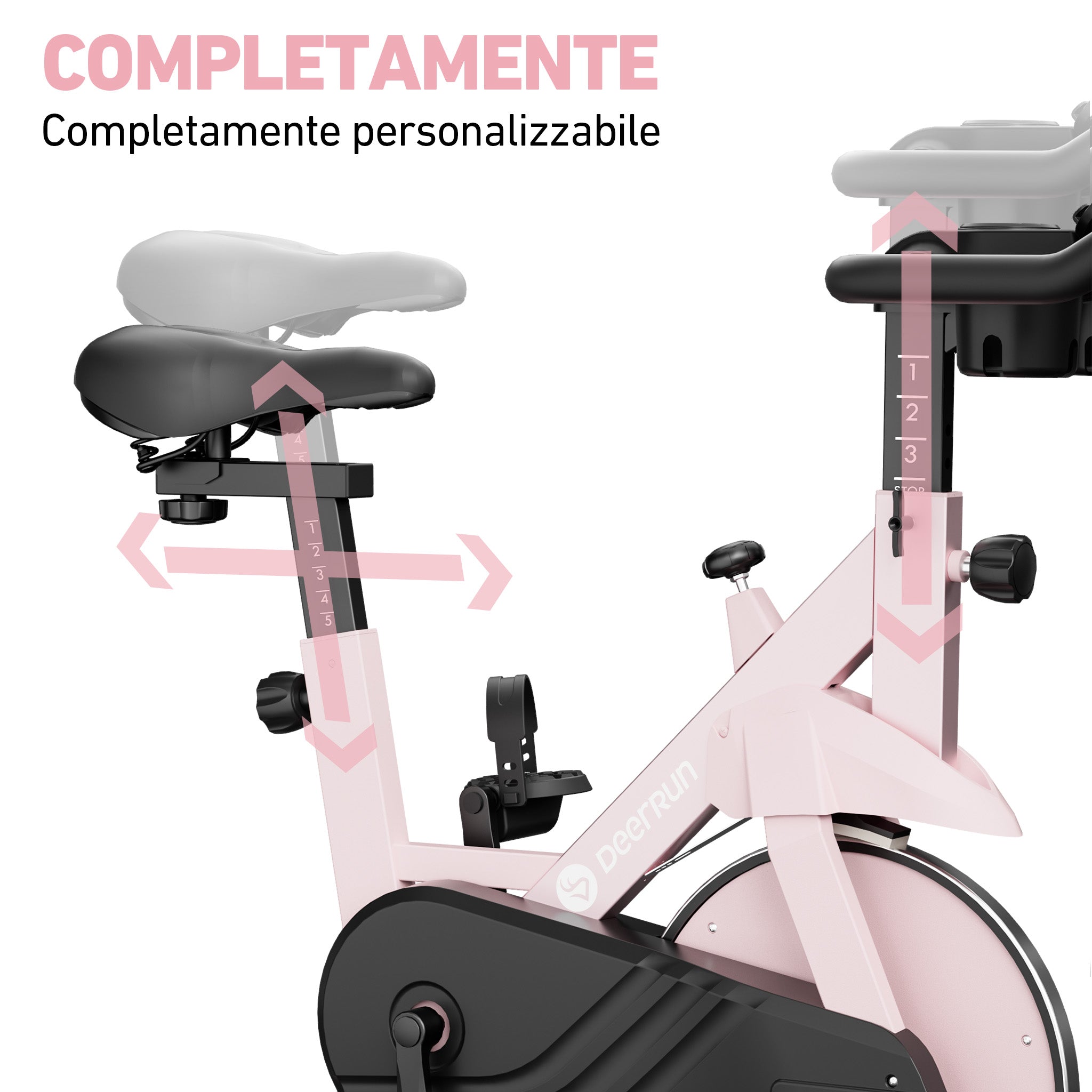 DeerRun S500 Rose Indoor Smart Bike con resistenza magnetica regolabile, cintura silenziosa e App PitPat