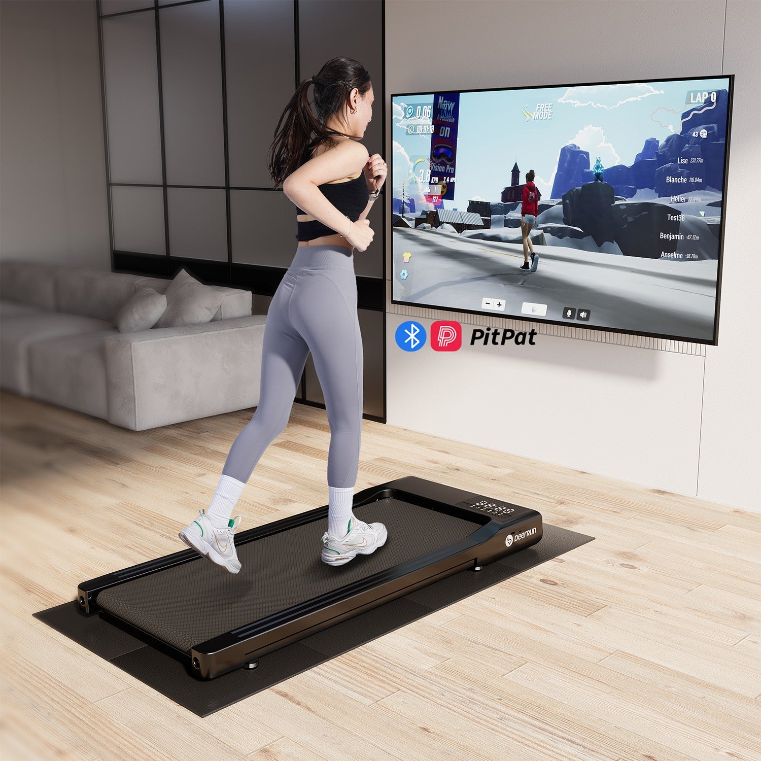 DeerRun Q1 Classic Plus – Smartes Walking-Tapis roulant con superficie di corsa più ampia, capacità di carico di 158 kg e telecomando