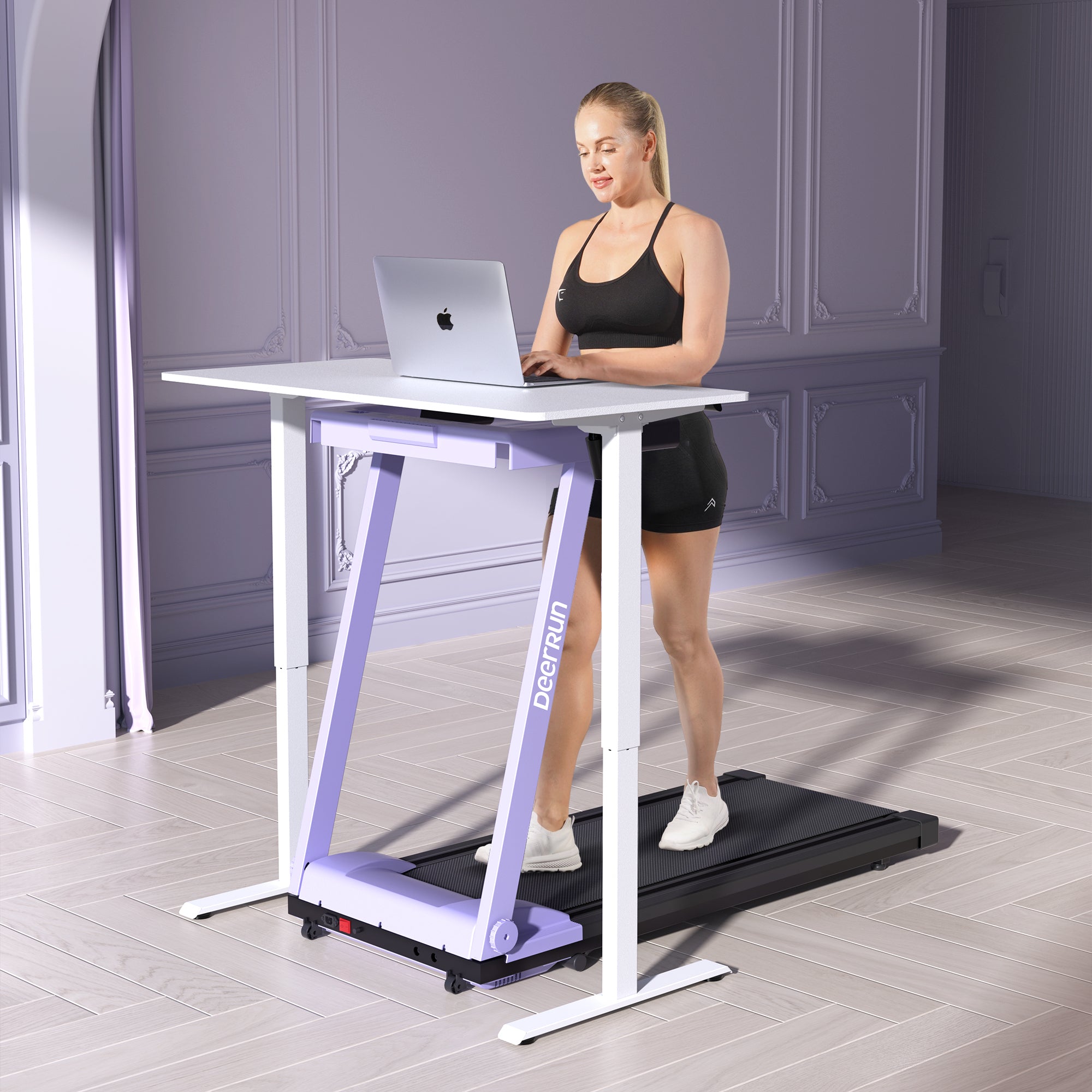 DeerRun A1 Urban-Tapis roulant pieghevole intelligente con pendenza del 6% e NFC | 150 kg, 16 km/h, Viola