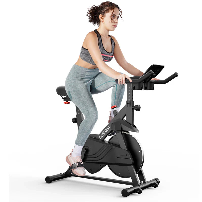 DeerRun S500 Smart bike da interno nera con resistenza magnetica regolabile, cintura silenziosa e app PitPat