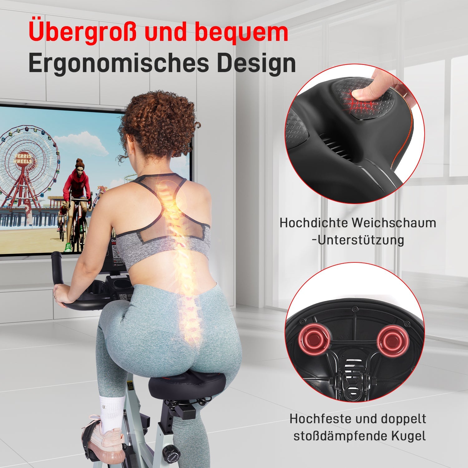 DeerRun® Sella per bicicletta oversize per bici intelligente DeerRun, design ergonomico e comodo cuscino del sedile