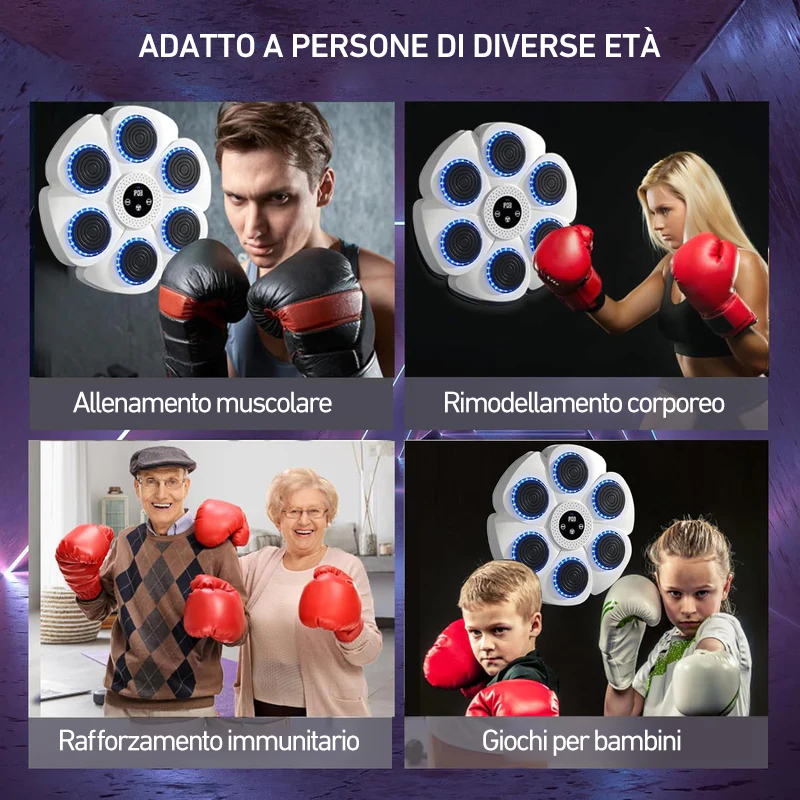 DeerRun® Smart Macchina per boxe musicale (Guanti e cavo di ricarica inclusi)