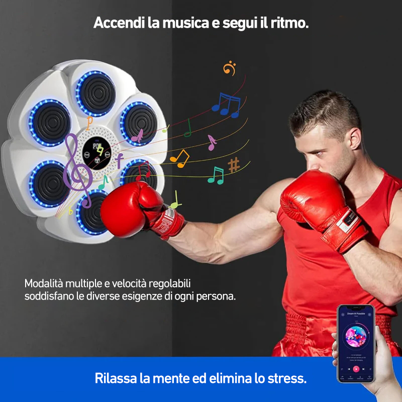 DeerRun® Smart Macchina per boxe musicale (Guanti e cavo di ricarica inclusi)