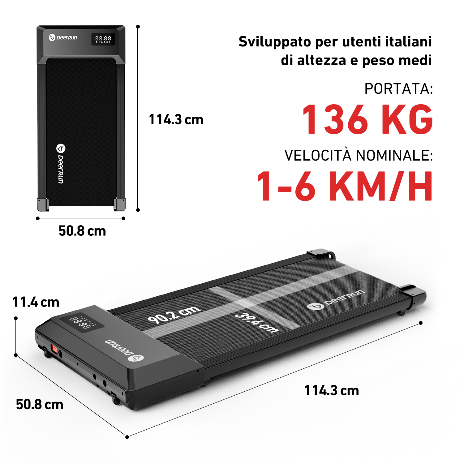 DeerRun Q1 Urban Upgrade | Tapis roulant Smart Walk con capacità di carico di 136 kg e telecomando