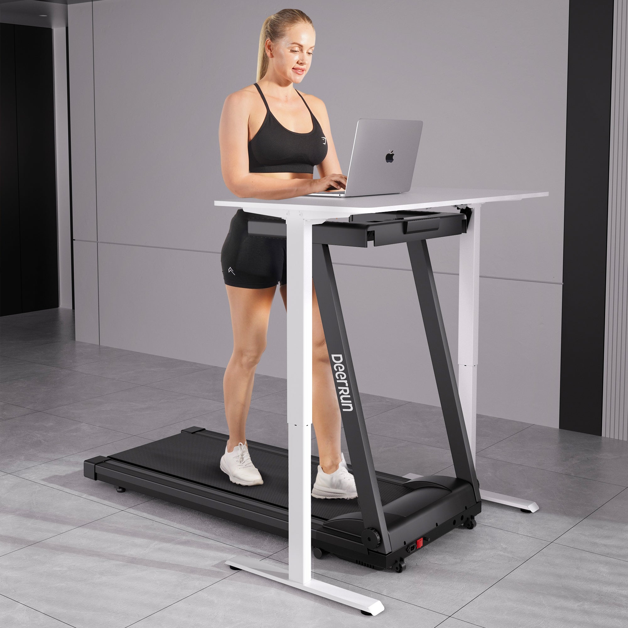 DeerRun A1 Urban-Tapis roulant pieghevole intelligente con pendenza del 6% e NFC | 150 kg, 16 km/h, Nero