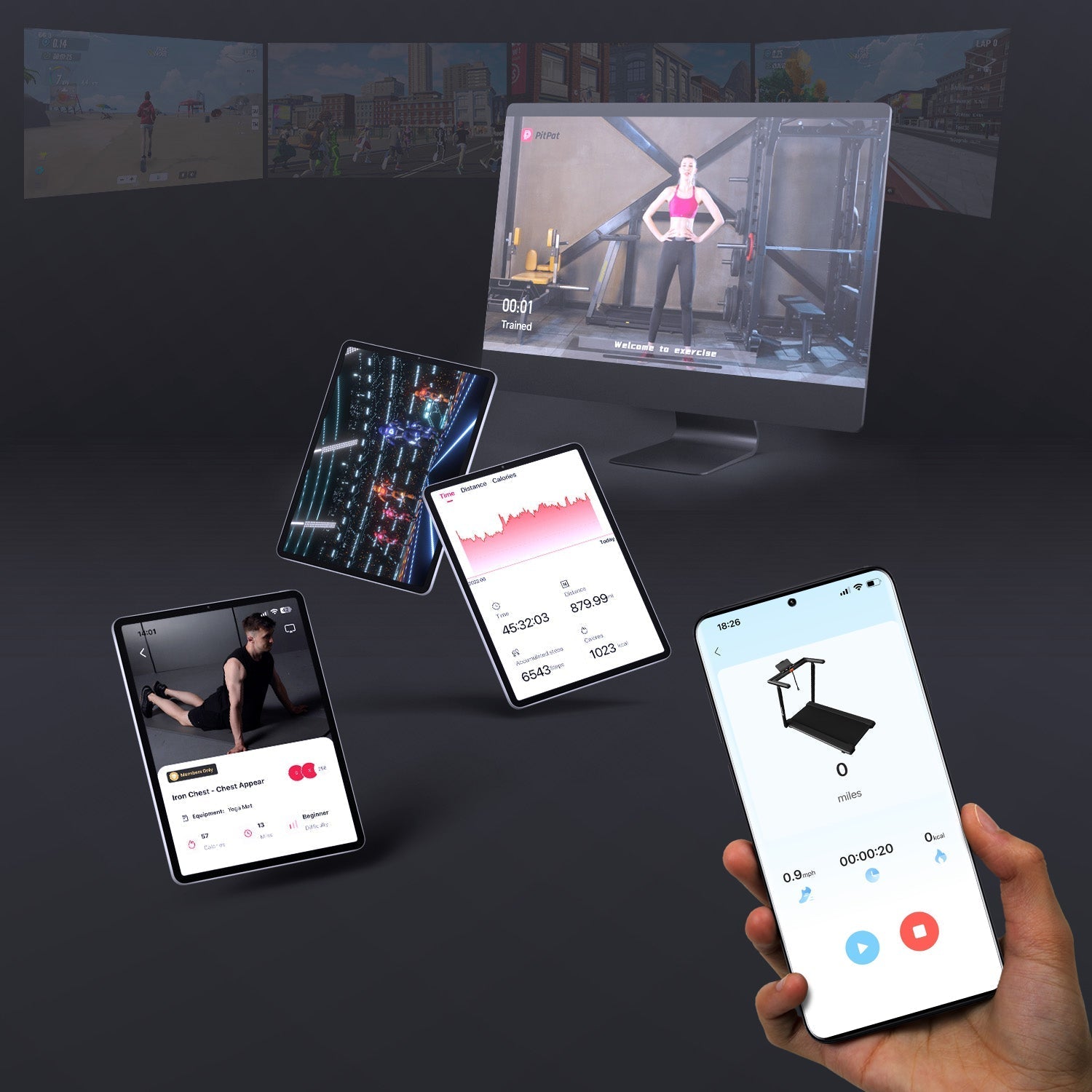 DeerRun X20 Smart Tapis roulant professionale - pendenza del 15%, fino a 18 km/h, ampia superficie di corsa