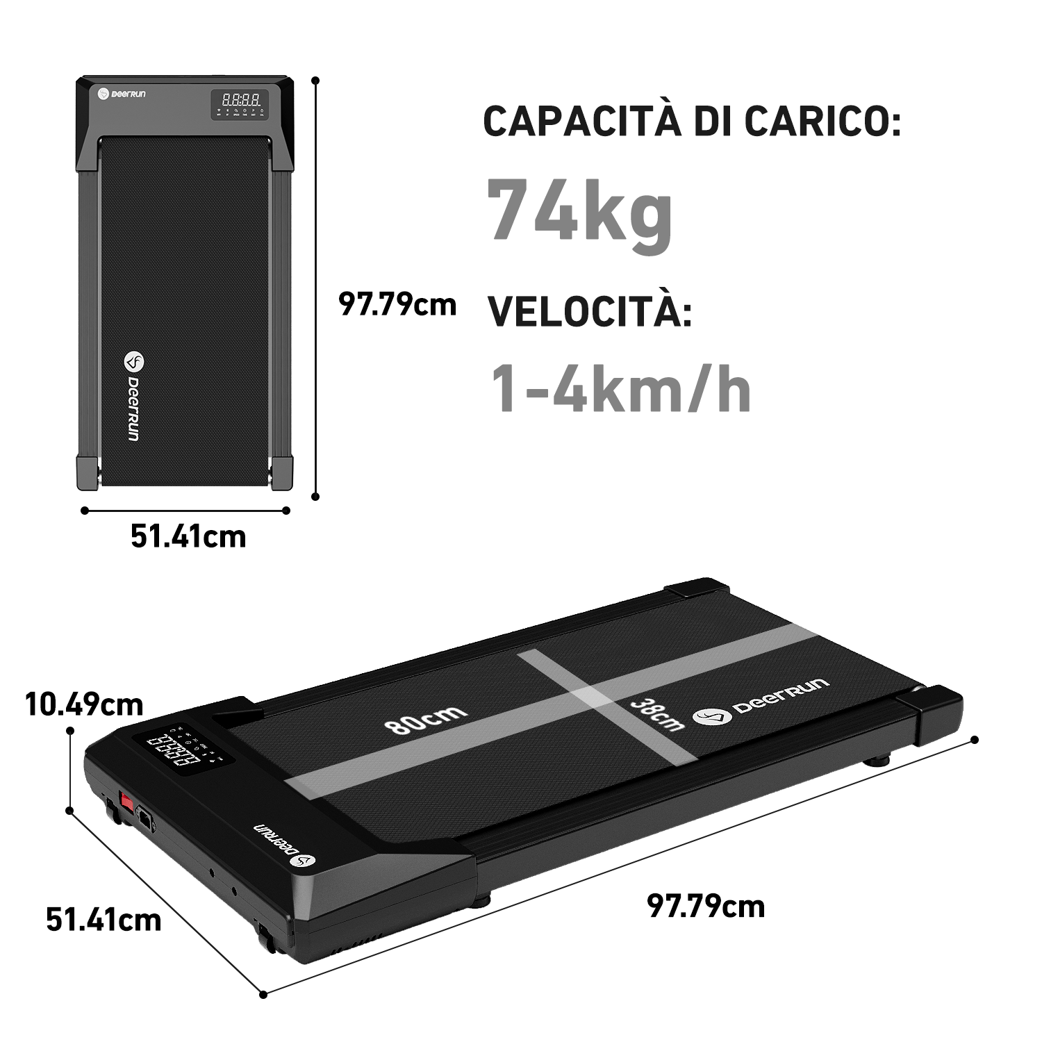DeerRun Q1 Urban Smart-Walk-Tapis roulant –capacità di carico 136 kg